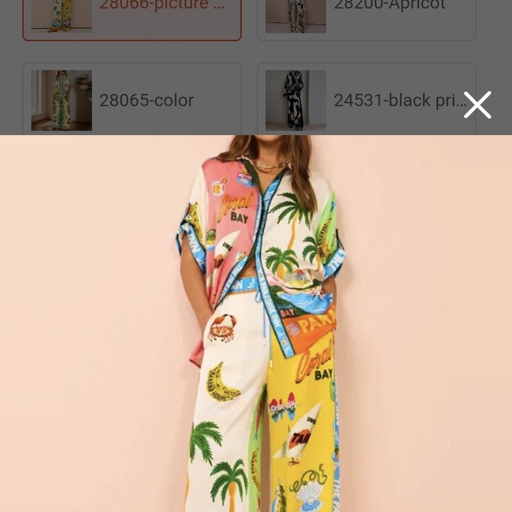 Colorful Tropical Print 2pc Set